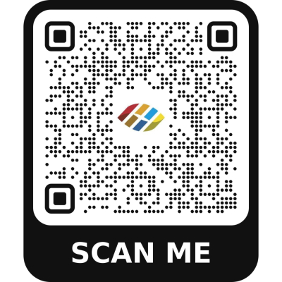 Een QR-code met instructie om de Zuidlimburgveilig-app via de Apple App Store te downloaden, met een logo in het midden van de code.
